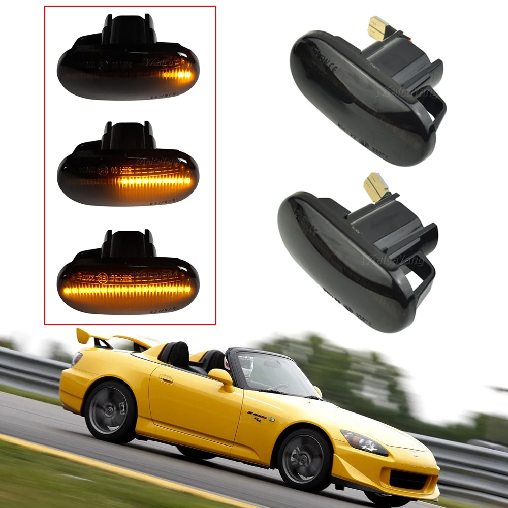 For HONDA Prelude CRX S2000 Integra Fit Del Sol Acura Civic 2PCS Led Dynamic Side Marker Turn Signal Light Sequential Blinker