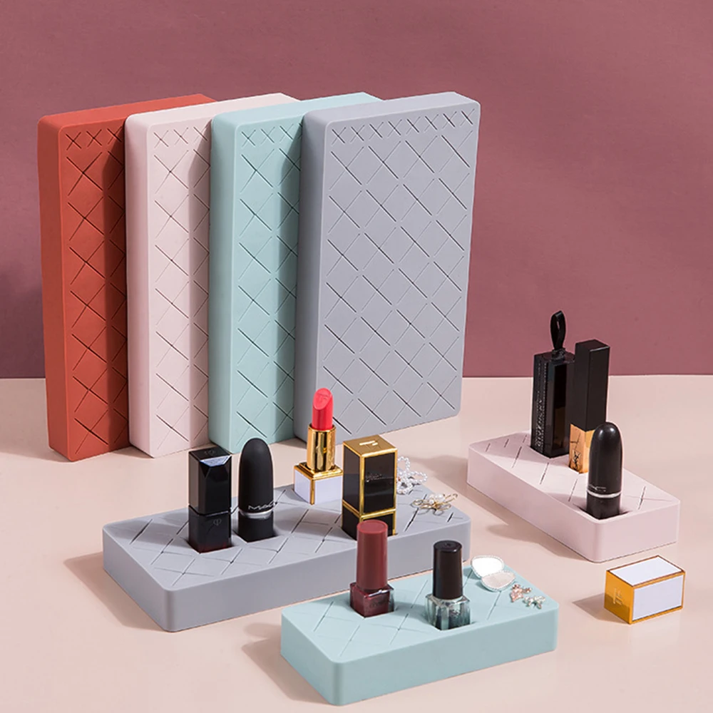 12/24/36 Grid Silicone Lipstick Storage Box Makeup Organizer Display Stand Make-up Brush Eyebrow Pencil Holder For Cosmetics