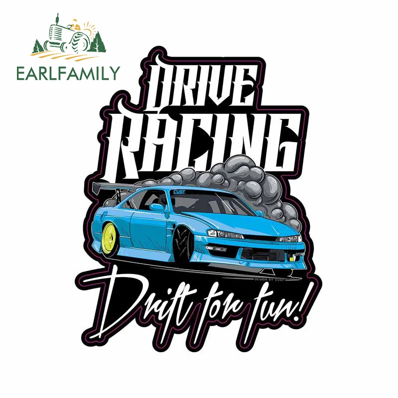 EARLFAMILY 13cm x 4.7cm Drive Racing Drift for Fun Sticker Car Body Graffiti Decal JDM Funny Car Sticker Cartoon Car Accessories