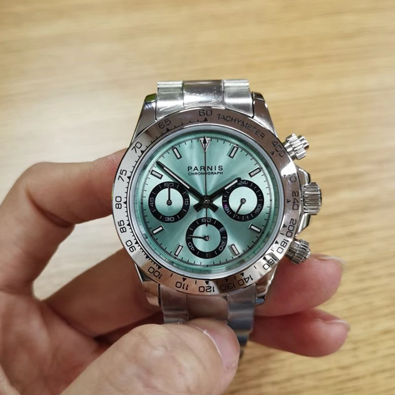 

Parnis 39mm Quartz Chronograph Men Watch Waterproof Sapphire Crystal Men's Watches VK63 Movement Man Clock 2020 with box gift