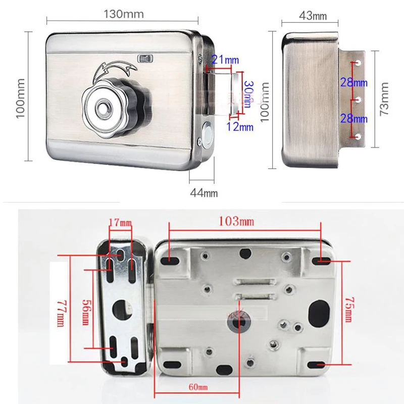 電気ドアロック,12V,インターホンと互換性のあるドアロック,ヴィラシステム,エントリードアロックノブ