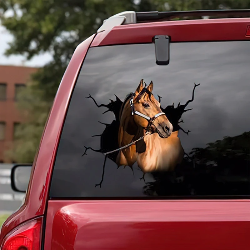 Animal Horse Sticker Car 3D Funny Simulation Waterproof Decal Modeling Accessories for t.u.k.Window Bathroom