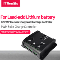 12V 10A 24V PWM charge technology Solar Charge and Discharge Controller for LFP4 Li ion li po Lead-acid battery pack