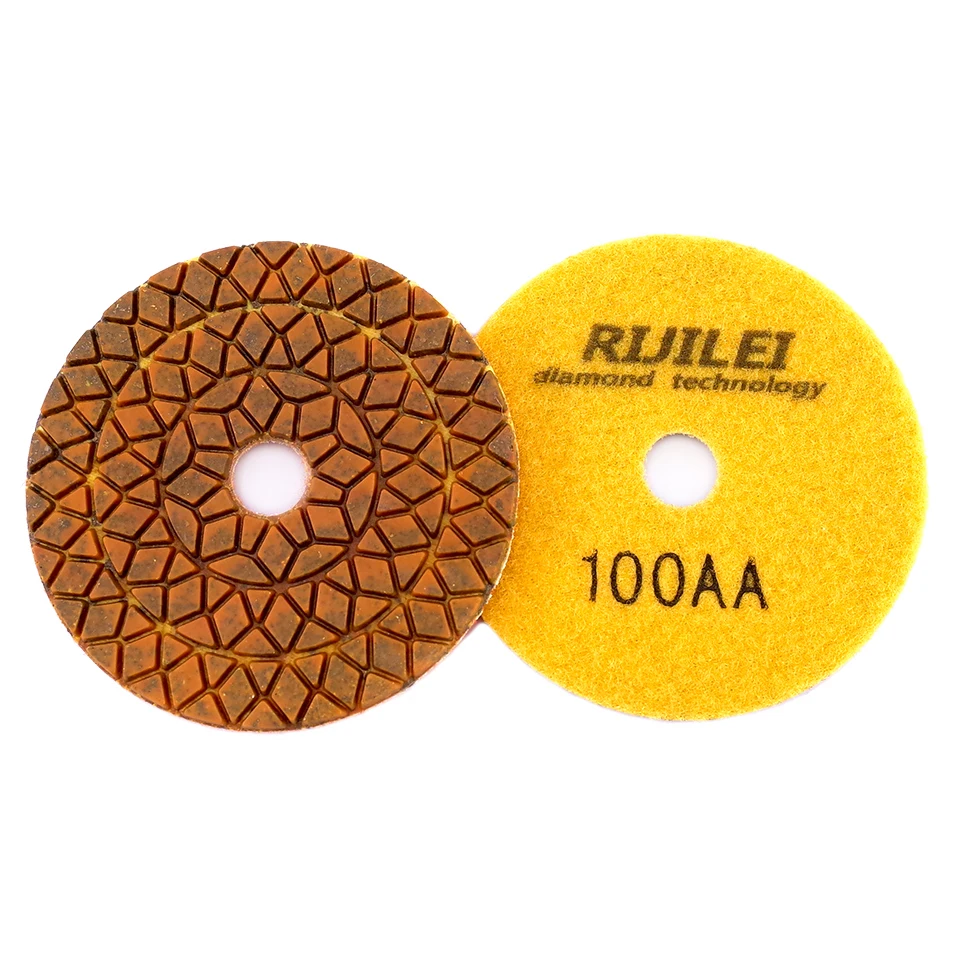 RIJILEI 4PCS 4 Inch Super Wet Diamond Polishing Pads Longer Life Diamond Copper Polishing Pad For Granite Marble Grinding Discs