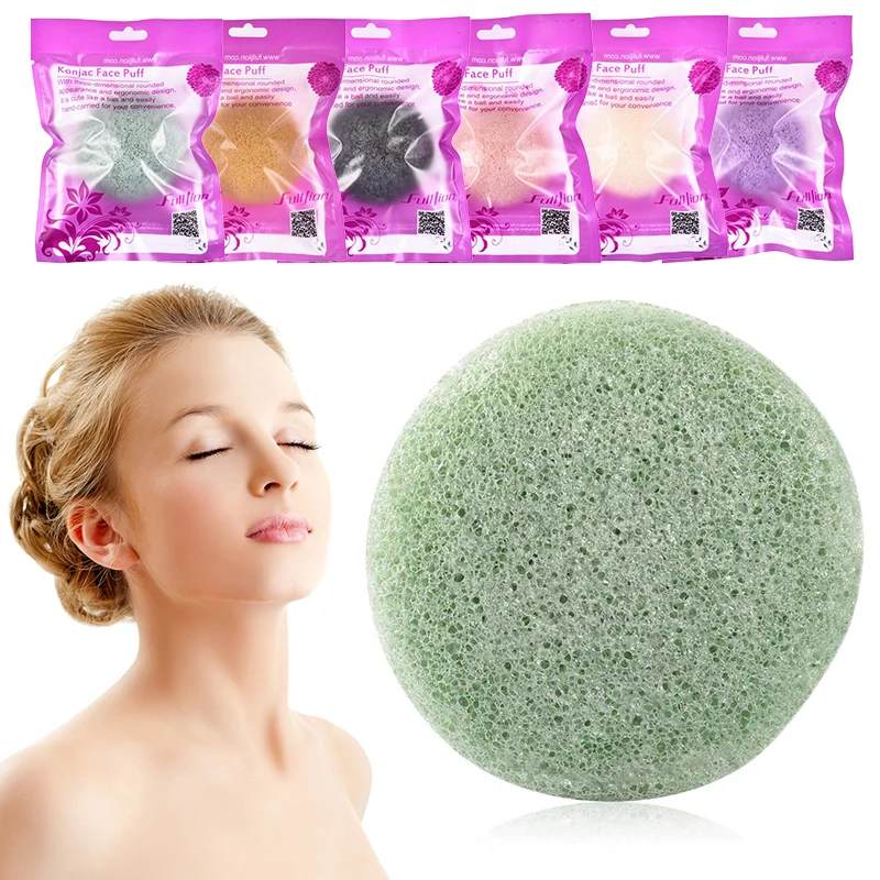 1PCS Reusable Natural Konjac Cosmetic Puff Bamboo Charcoal Cleanser Sponge Makeup Facial Cleaning Tool Smooth Beauty Essential