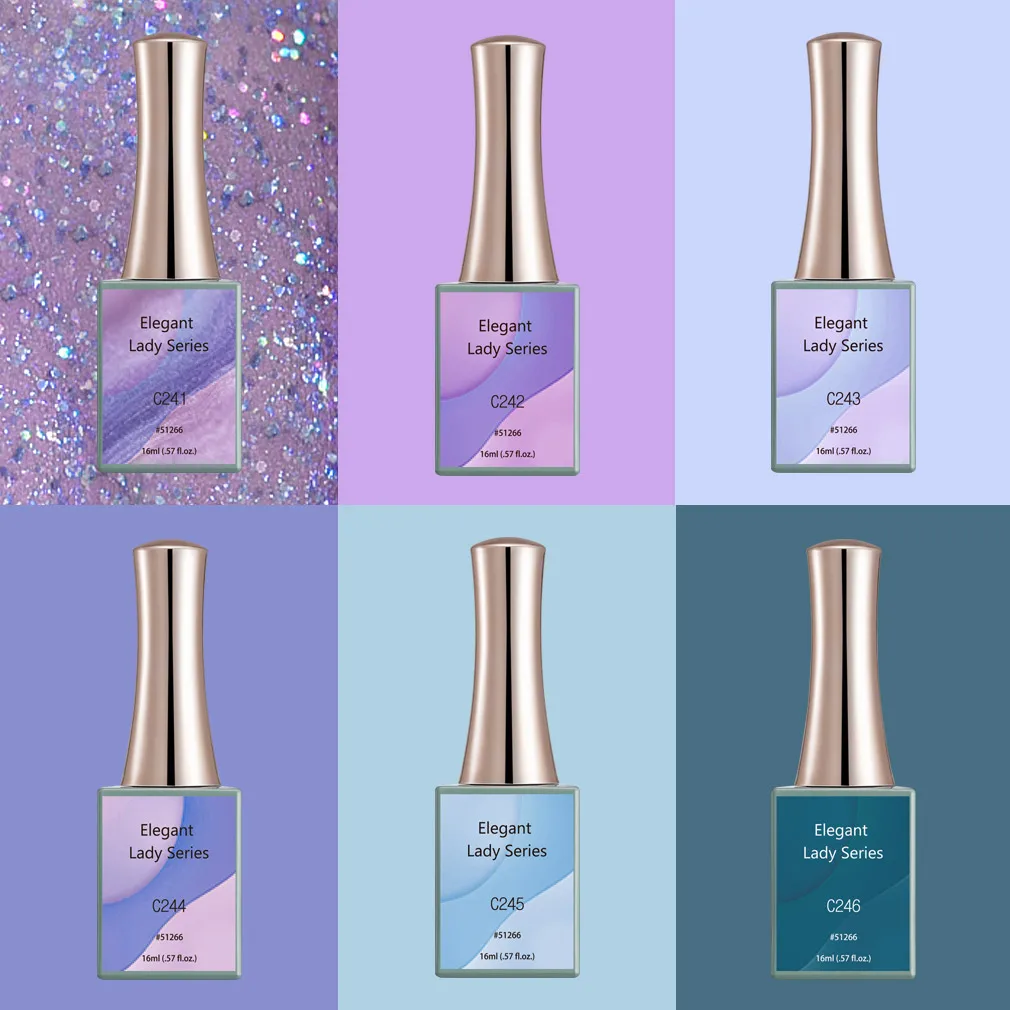 

Canni New 16ml UV Nail Gel Polish Elegant Lady Series C241-C246 Semi Permanent Nailart Manicure Soakoff Varnish Enamel Lacquer