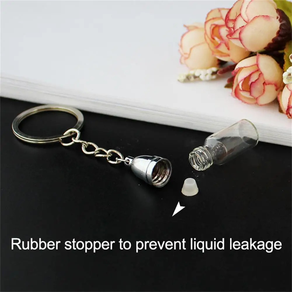 2PCS Glass Bottle Pendant Keychain Wish Secret Keep Small Bottle Key Chain Women Gift