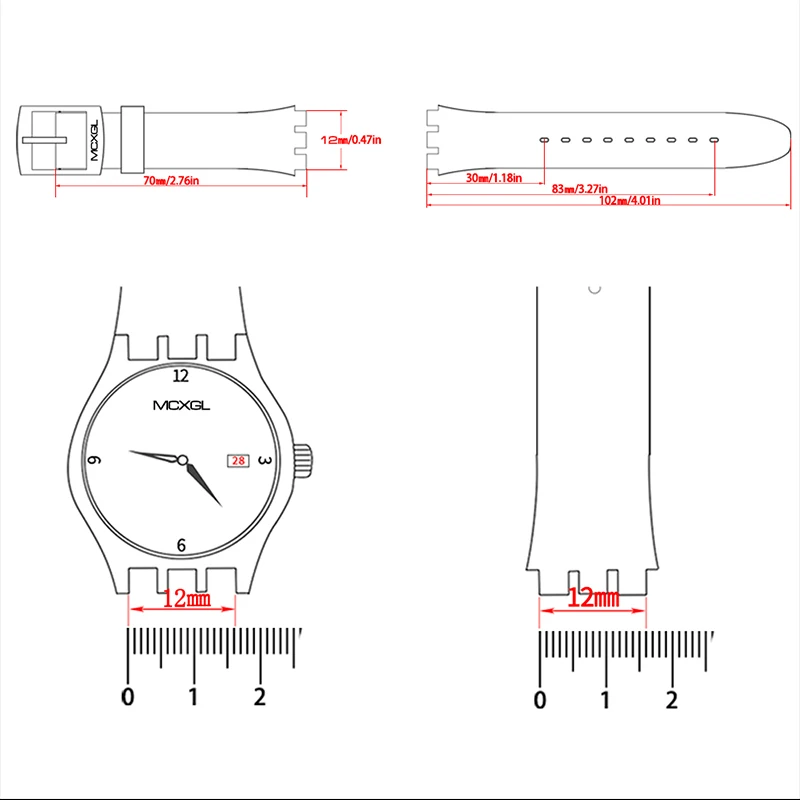 Silicone Strap Suitable for Swatch 12mm Lady Watch Bracelet Soft Waterproof band Accessories