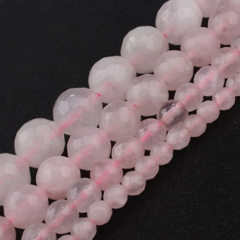 Wholesale 4 6 8 10 12 mm Natural Faceted Rose Quartz Round Loose Stone Beads For Jewelry Making DIY Bracelet Necklace 15 inch