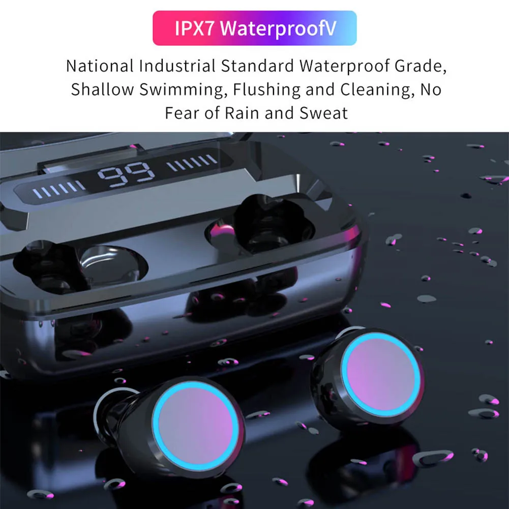 M11 سماعات لاسلكية TWS 5.0 سماعة 3300mah HiFi IPX7 سماعات مقاومة للماء التحكم باللمس سماعة للرياضة/لعبة