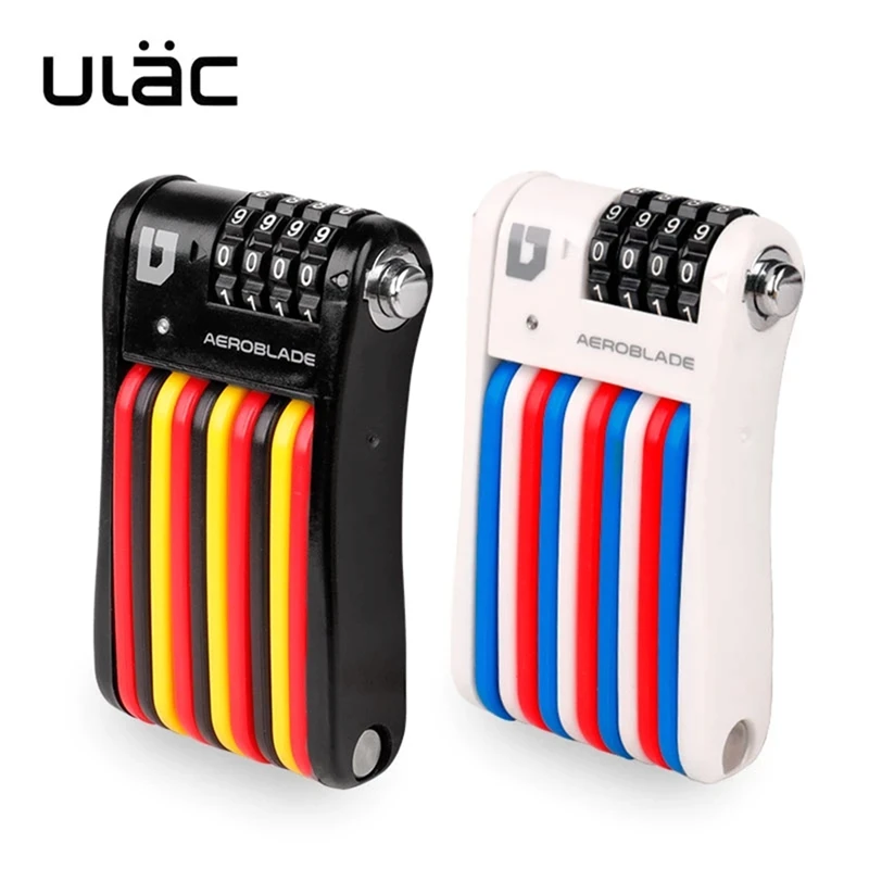 ULAC-portable anti-thief steel lock for bike, folding lock with password Folding Bicycle Lock Bike Password Lock