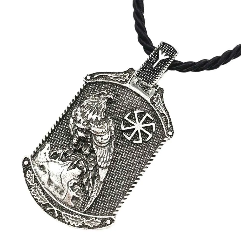 Eagle Slavic Kolovrat Talisman Jewelry Viking Runes Algiz Clasp Mens Pendants Necklaces Dropshipping