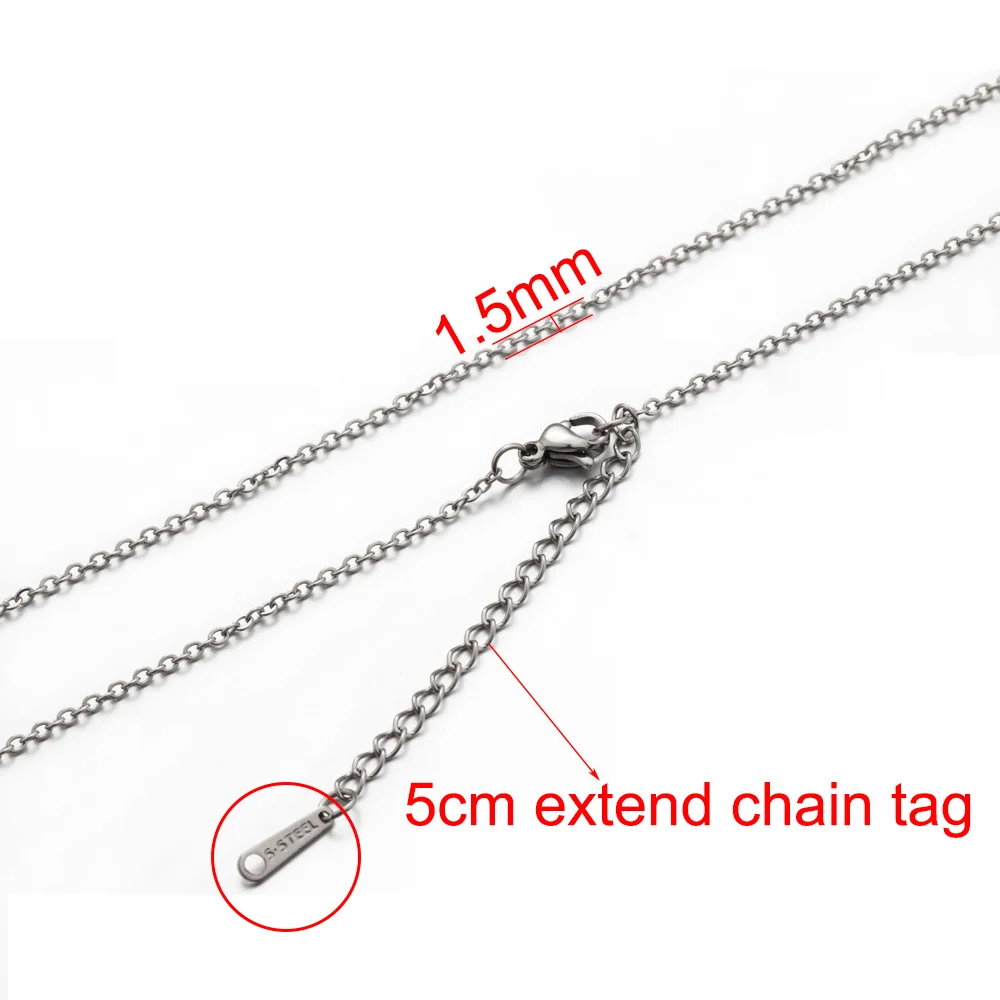 5pcs Stainless Steel Rolo Link Chain Necklace Set