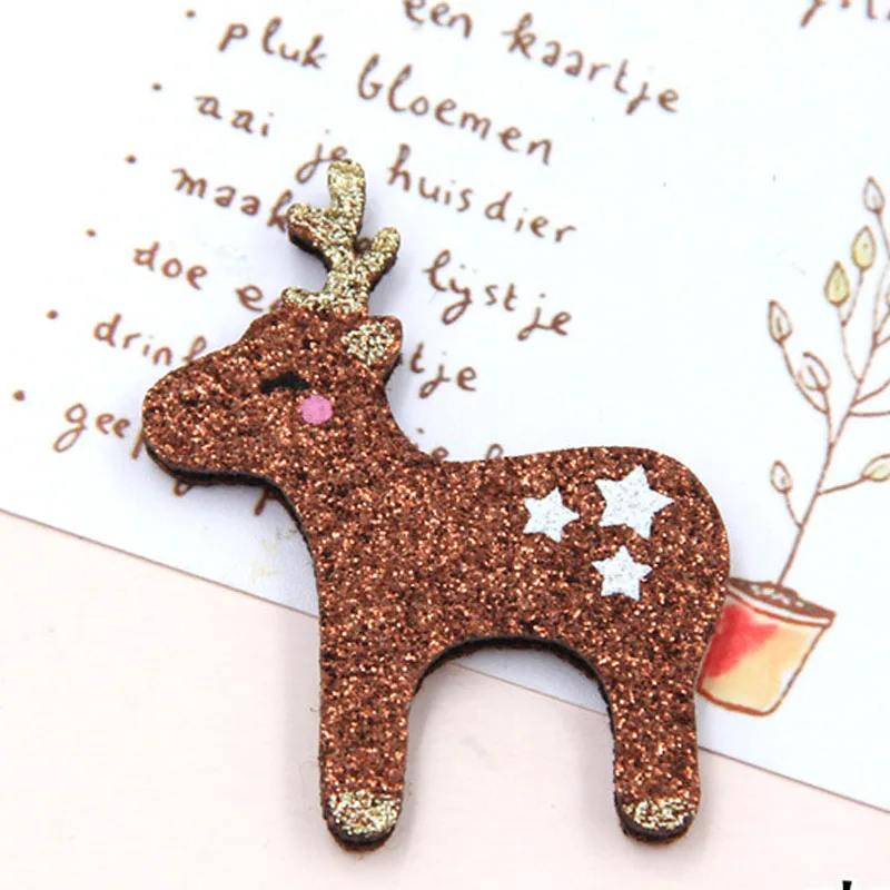 8pcs/lot Christmas Glitter Patches Christmas Reindeer Appliques Kids Headwear Clothing Accessories Christmas Decorative Material