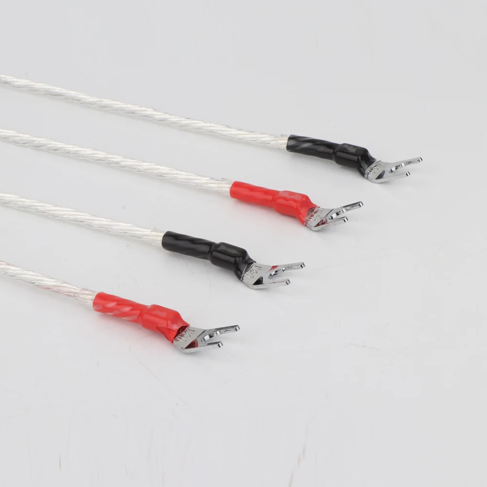 Cable de puente Chapado en plata OFC de alta gama, 4 piezas, Cable de altavoz de Audio, enchufes Banana a enchufes Banana, Cable de Audio HIFI
