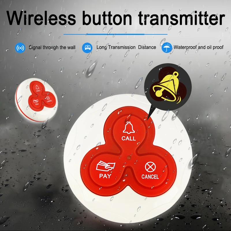 Retekess T114 433MHz Wireless Call Button Bell Pager Transmitter for Restaurant Hospital Bar Hookah