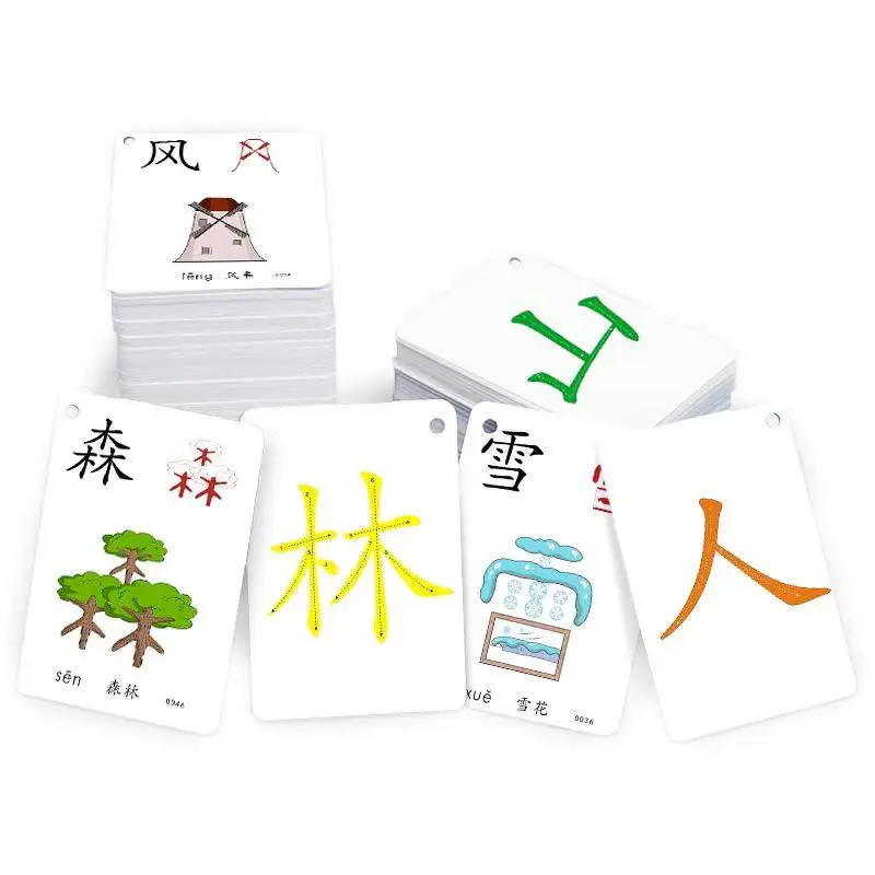 6box/set Learning Chinese 1500 Words Language Flash Cards Kids Baby Learning Card Memory Game Educational Toy Card for Children