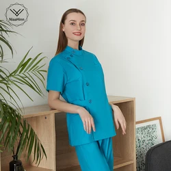 Medical Tops Health Services Scrubs Shirt Uniforms V-Neck Beauty Salon Work Uniform Women Pet Grooming Institution Scrubs Coat