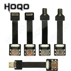 HDMI-Compatible 5cm 10cm short ultra thin 90 Degree UP/Down Right Angle Mini HDMI Male to HDMI Female Ribbon Cable flexible Cord