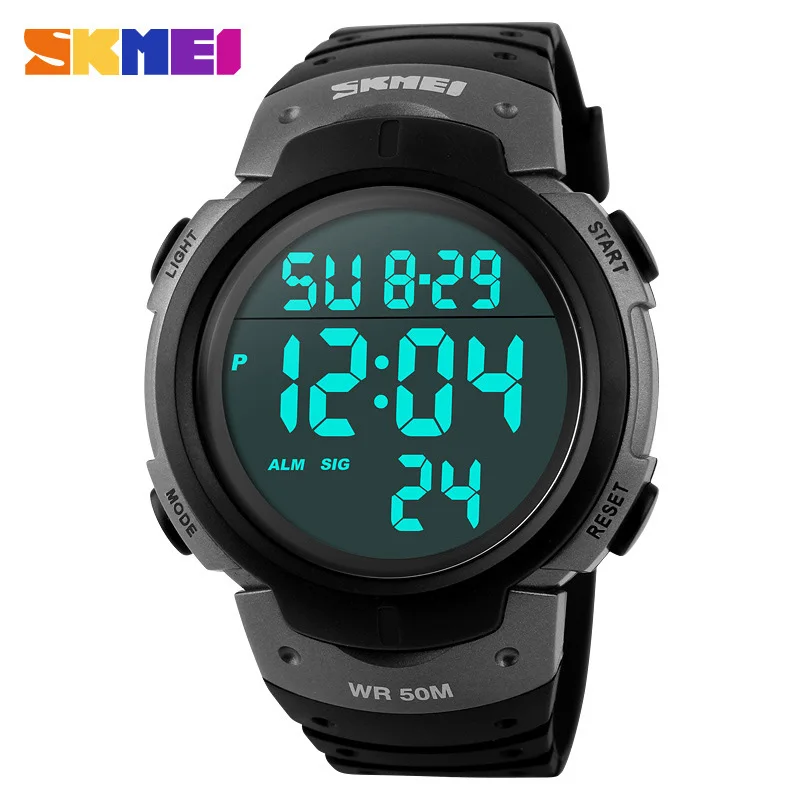 SKMEI 1068 Fashion Outdoor Sport Watch Men Big Dial Led Digital 5Bar Waterproof Wristwatch reloj hombre Luxury Brand Man Watches