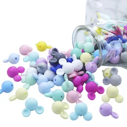 Joepada 10pcs 미키 아기 Teething 구슬 목걸이에 대 한 만화 실리콘 구슬 BPA 무료 Teether 장난감 액세서리 간호 DIY 선물