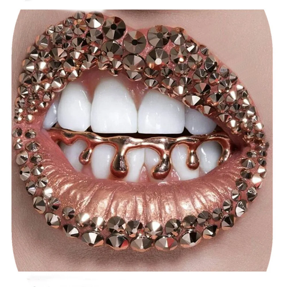 Hot Sale Hip Hop Metal Bottom Teeth Drip Grillz Caps for Women Men Punk Mouth Teeth Grills Cosplay Tooth Body Jewelry Gift