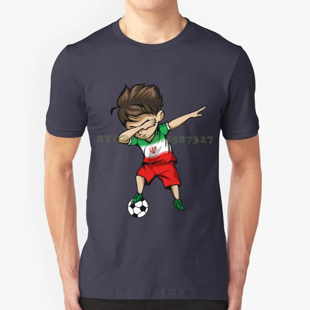 Dabbing Soccer Boy Iran Jersey Football Graphic Custom Funny Hot Sale Tshirt Soccer Iran Iranian Flag Player Sport Practice