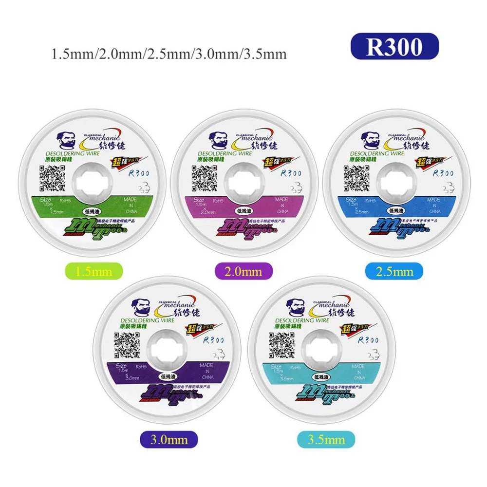 

MECHANIC 1.5/2.0/2.5/3.0/3.5mm Width 1.5m Length Desoldering Braid Welding Remover Copper Solder Wick Wire Cord PCB Repair Tool