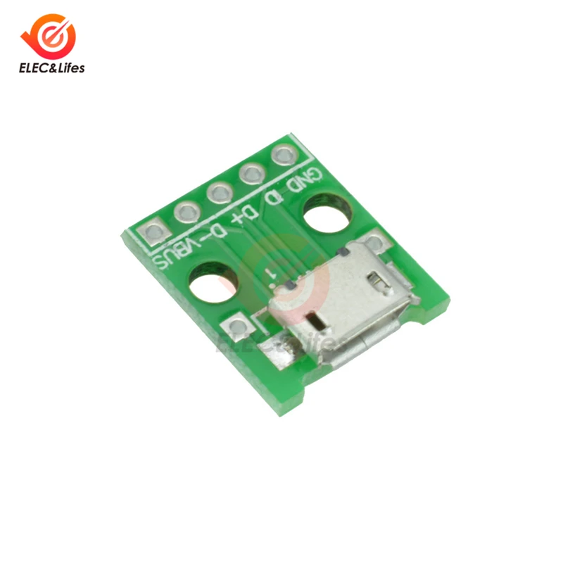 5Pcs/lot Micro Mini USB A Male USB 2.0 A Female USB B Connector Interface to 2.54mm DIP PCB Converter Adapter Breakout Board