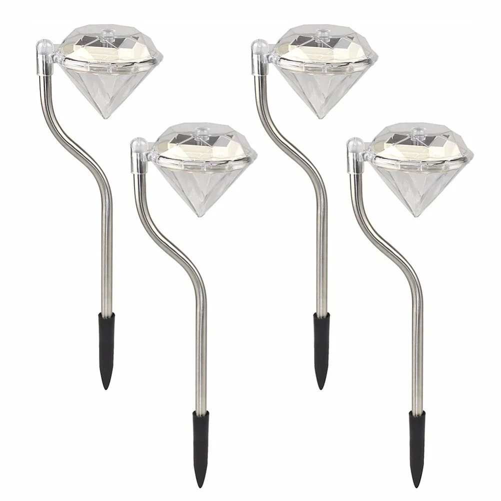 

4PCS Diamond LED Solar Garden Light Outdoor IP65 Waterproof Solar Stake Lamp Lawn Landscape Lamp For Path Patio Yard Decoration