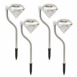 4PCS diamante LED luce solare da giardino IP65 esterno impermeabile palo solare lampada prato paesaggio lampada per percorso Patio decorazione cortile