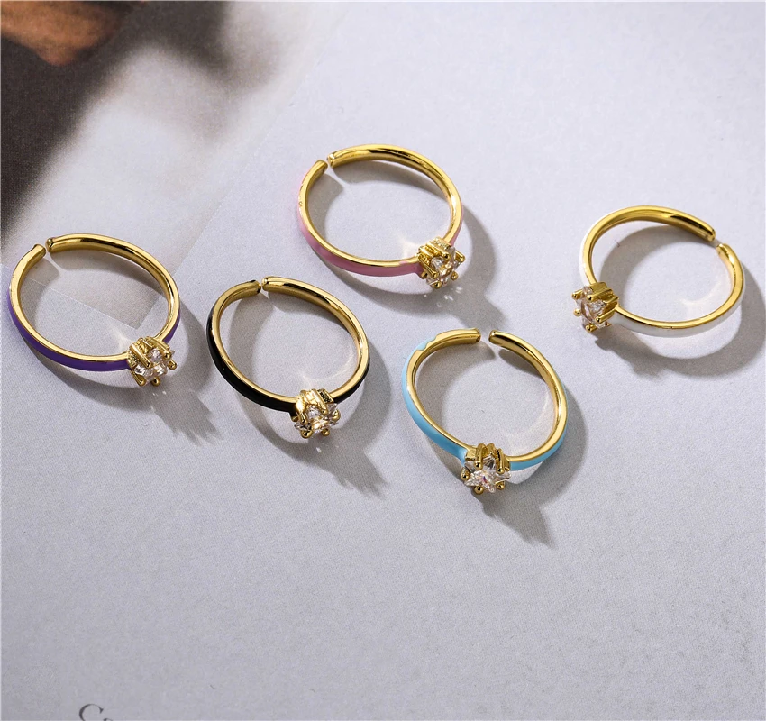 HECHENG,Female Zircon Ring ,Colorful Ring Wedding Jewelry ,Multicolor Fashion Circle Party Accessories