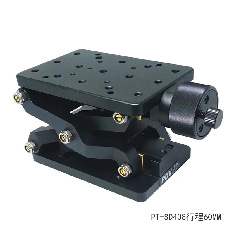 PT-SD408/408S Sollevatore manuale ad alta precisione Asse Z Lab Jack manuale Ascensore Sollevatore scorrevole ottico Piattaforma di sollevamento 60mm Viaggio