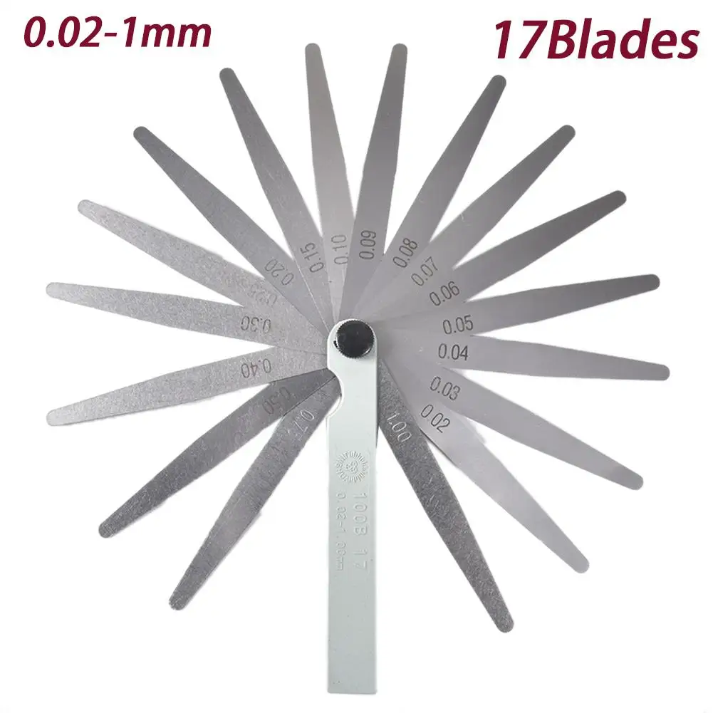 0.02-1.00MM Gap 17 Blades Range Finder Feeler Gauge Valve Feeler GaugeFiller Carbon Steel Sheet For Clearance Measurement