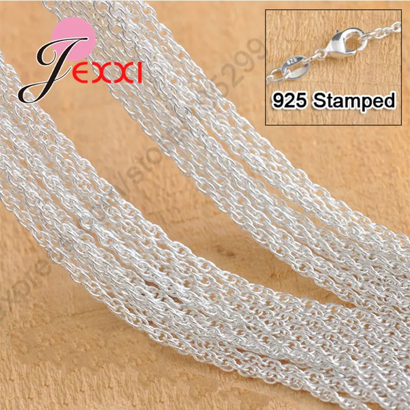 

10PCS/Lot 18" 925 Sterling Silver Needle Jewelry Rope Necklace Chains With Lobster Clasps For Pendant Jewelry Making Findings