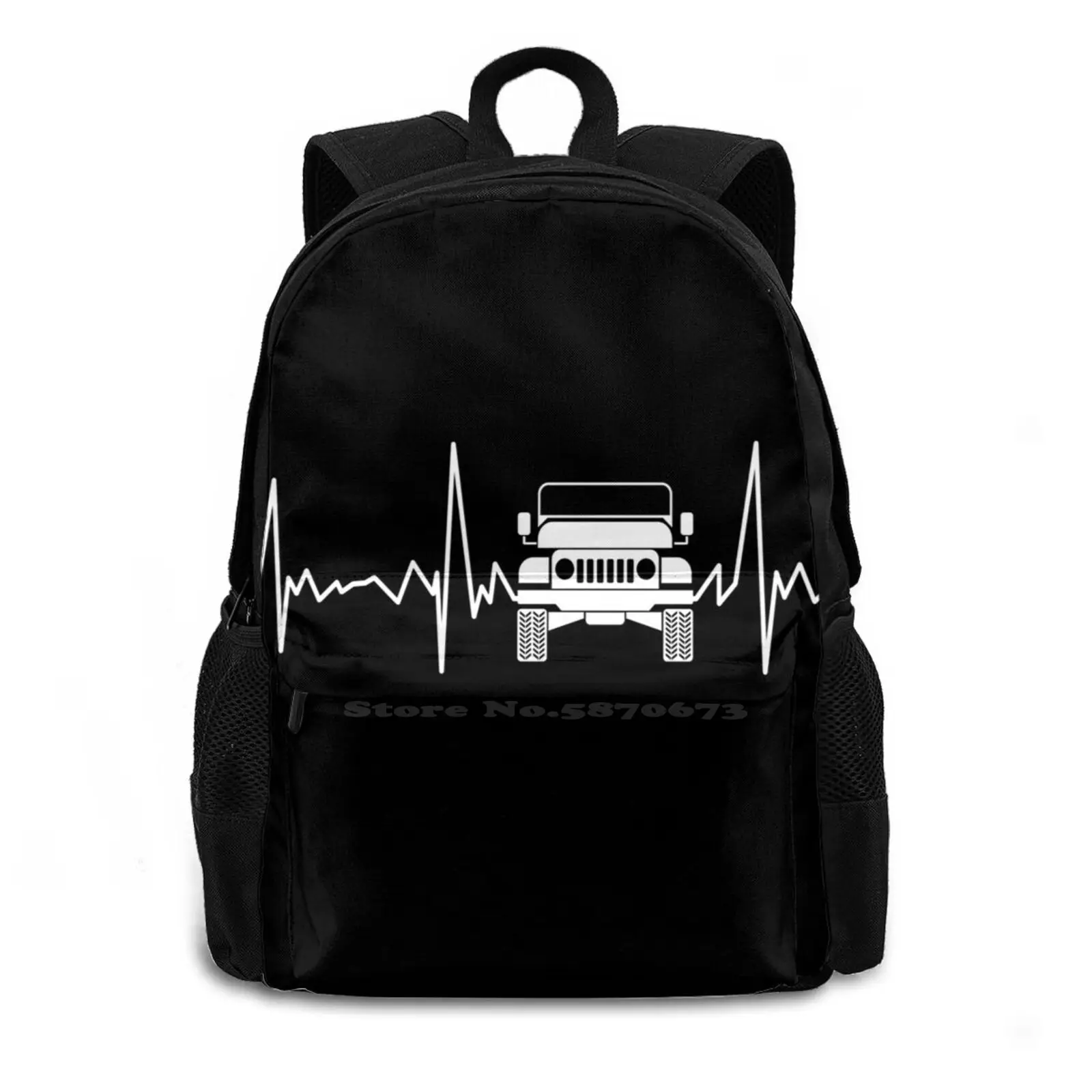 Off Road 4X4 Heartbeat Car Pulse Line Large Capacity School Backpack Laptop Bags Offroad Vintage 4 X 4 Off Road Classic Retro