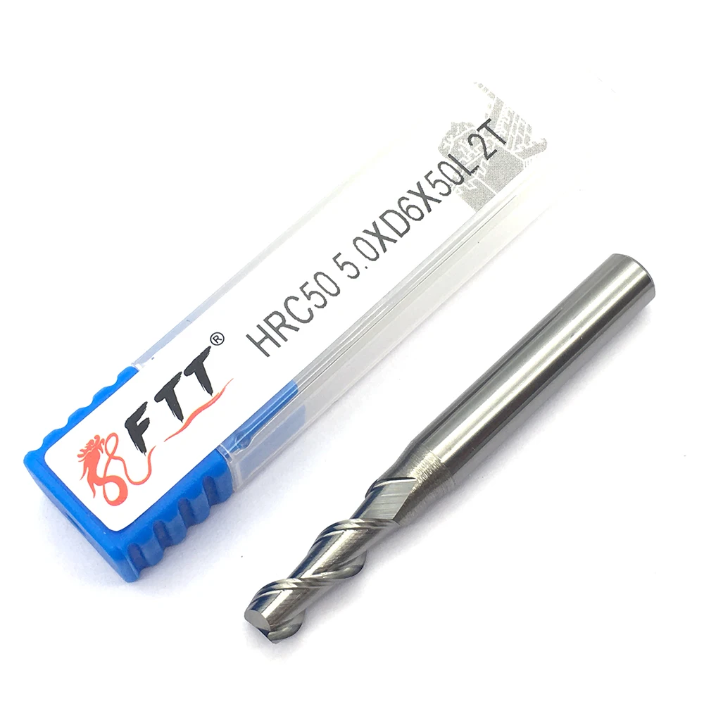 Endmill 1 قطعة HRC50 2F 5.0XD6X50L CNC القاطع الألومنيوم النحاس الخشب طحن أدوات معدنية كربيد نهاية مطحنة طحن القاطع