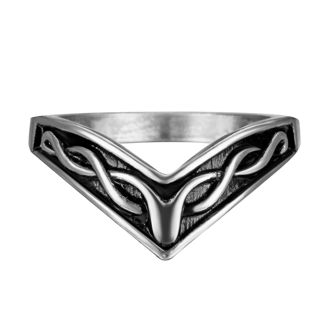 Antique Silver Gold Viking Thumb Ring Men Women V Band Chevron Plain Celtic Crisscross Braid Oxidized Finger Ring Bague