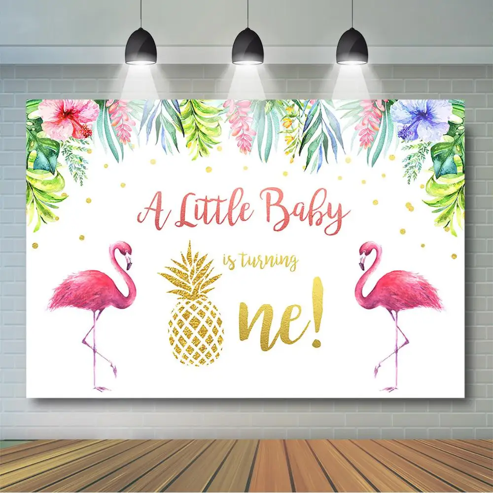 

Baby First Birthday Party Decoration Summer Hawaii Flamingle Theme Backdrop Little Baby Turning One Birthday Banner Photo Studio