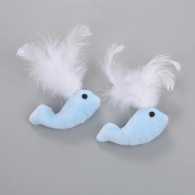 1pcs Super Soft Whale Feather Plush Pet Toy Cats Whale Feather Toys Funny Interactive Cats Chewing Toys Whale Shape Pet Supplies