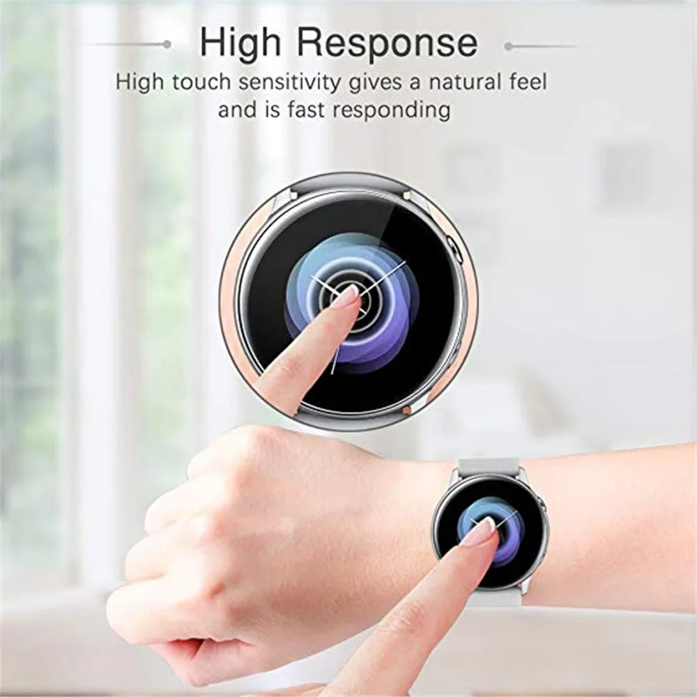 2pcs Ultra-thin Protective Film for Samsung Galaxy Watch Active 2 40mm 44mm Anti-Bubble Soft 3D Edge Screen Protector Cover