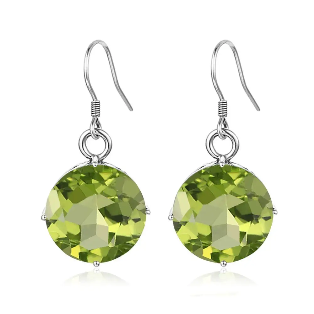 Szjinao Genuine Peridot Drop Earrings 925 Sterling Silver Earrings For Wome Earings Fashion Fine Jewellery 2020 For Best Friend