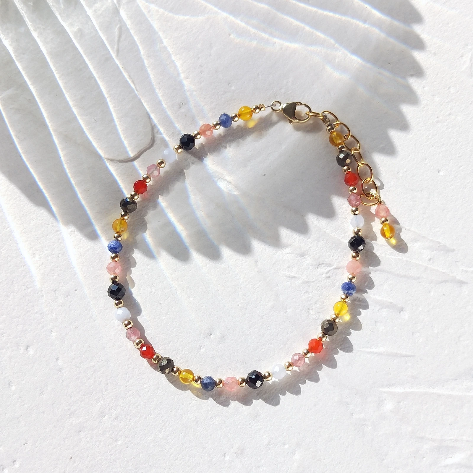 Lii Ji Multi Gemstone 14K Gold Filled Minimal Stone Beaded Bracelet Handmade Jewelry For Women Gift