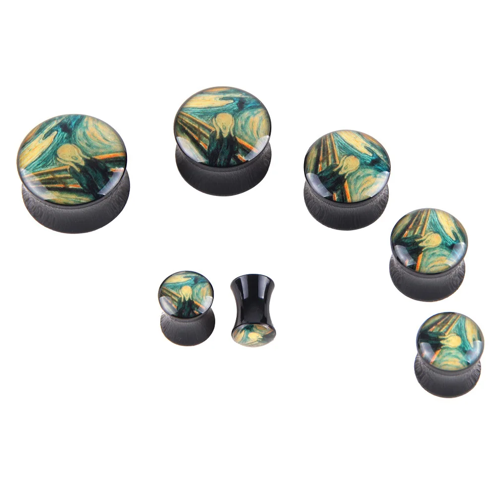 1Pair Acrylic Luminous Skull Ear Plug And Tunnels Eyes Leopard Ear Guages Stretchers Expander Dermal Piercing Oreja Body Jewelry