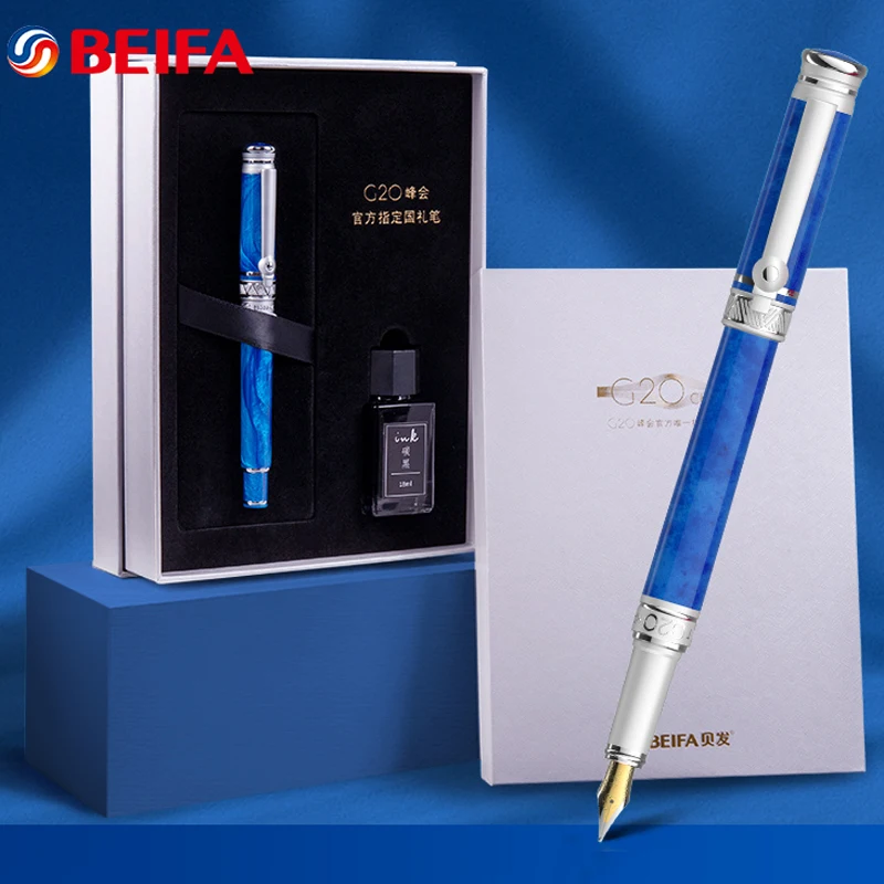 

BEIFA Luxury Fountain Pen 24K Gold High-end Business Conference Calligraphy Hard Pen Calligraphy Art For Gift With Retail Box