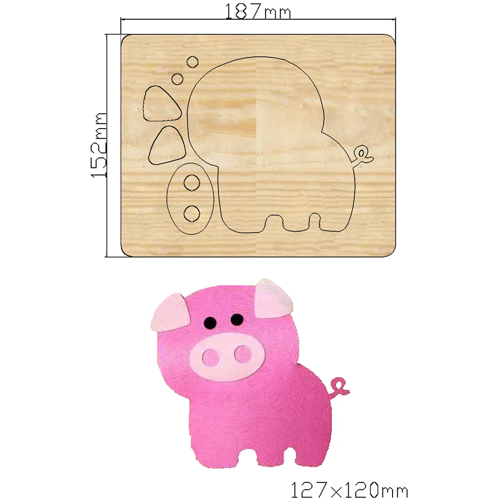 2021 New Pink pig cutter Cutting Die Mold Diy Scrapbook Decoration Wooden Knife Mould Suitable For Fustelle