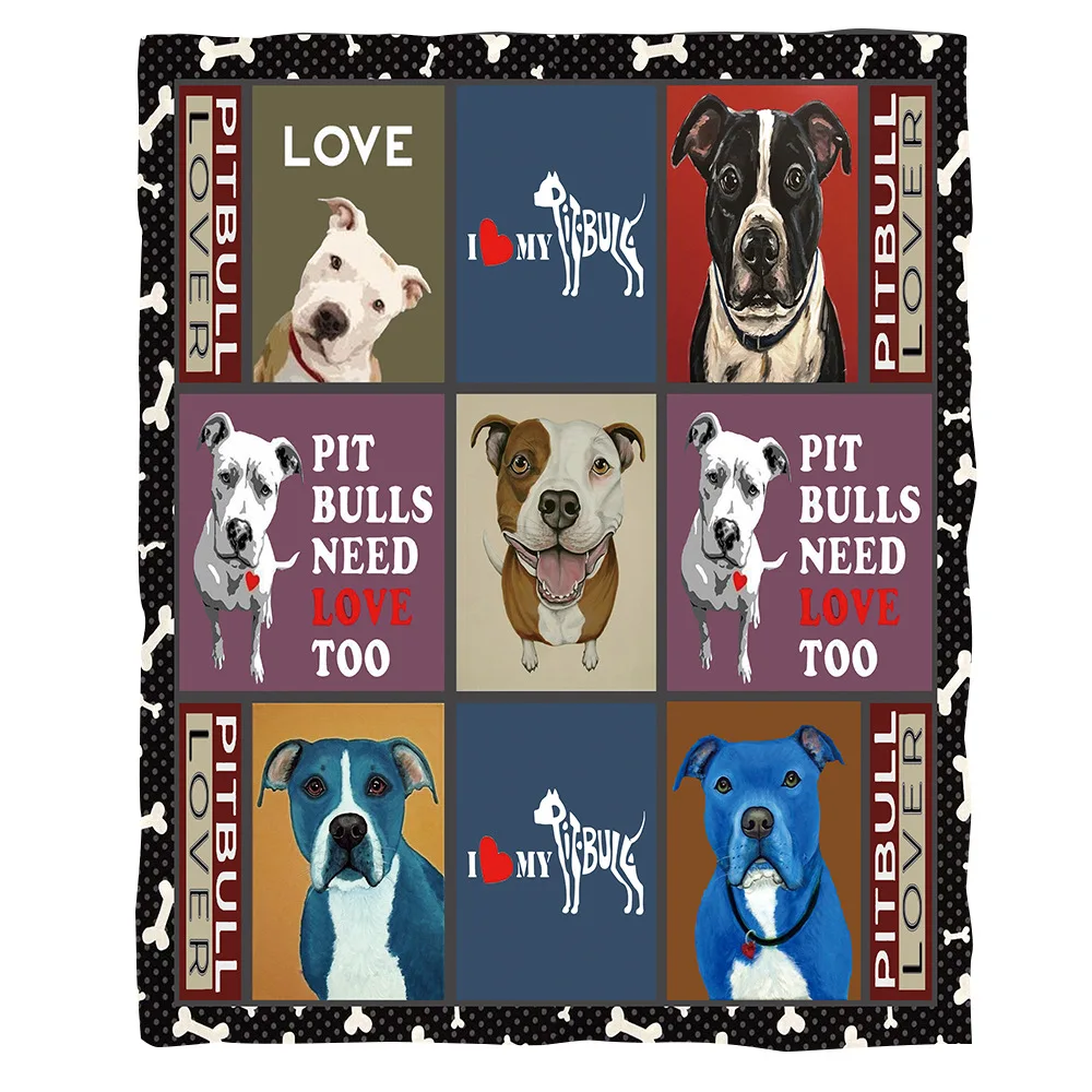 Love Pitbull Funny 3d printed fleece blanket for Beds Hiking Picnic Thick Quilt Fashionable Bedspread Sherpa Throw Blanket