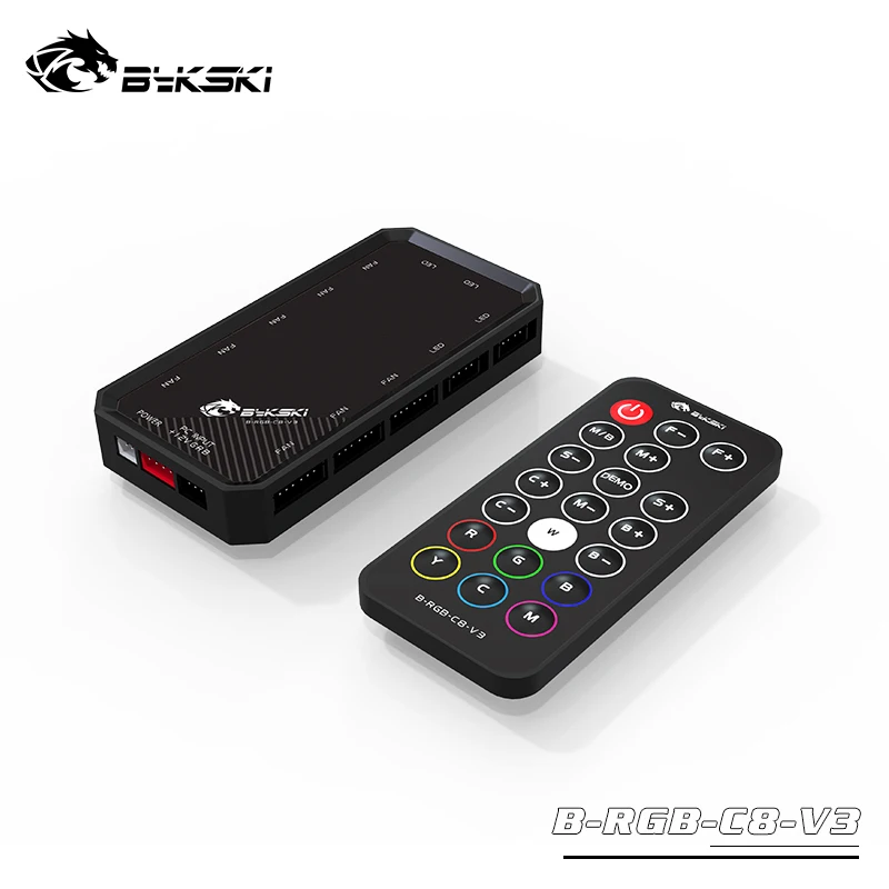 Bykski B-RGB-C8-V3 B-RBW-C8-V4 Lighting Controller for 12VRGB/5VRBW Standard/Sync Motherboard 8+4 interfaces System Control