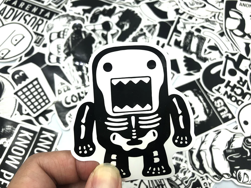 100pcs / set Vintage Stickers Black and White DIY Stickers for Motorcycle Skull Stationery Scrapbook Sticker Luggage Sticker