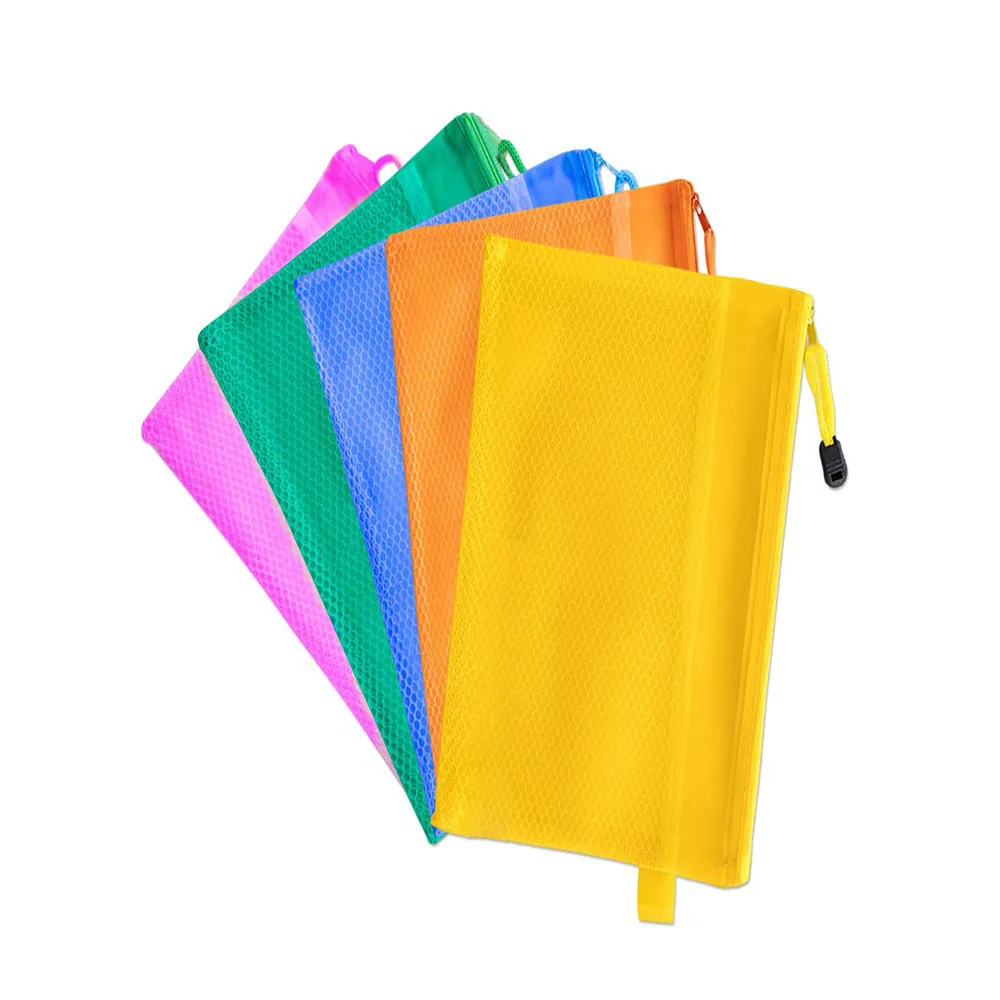 A6 Size Zipper File Bags Waterproof Mesh File Folders Waterproof Double Layer Storage Bags, Document Pouch For Office School